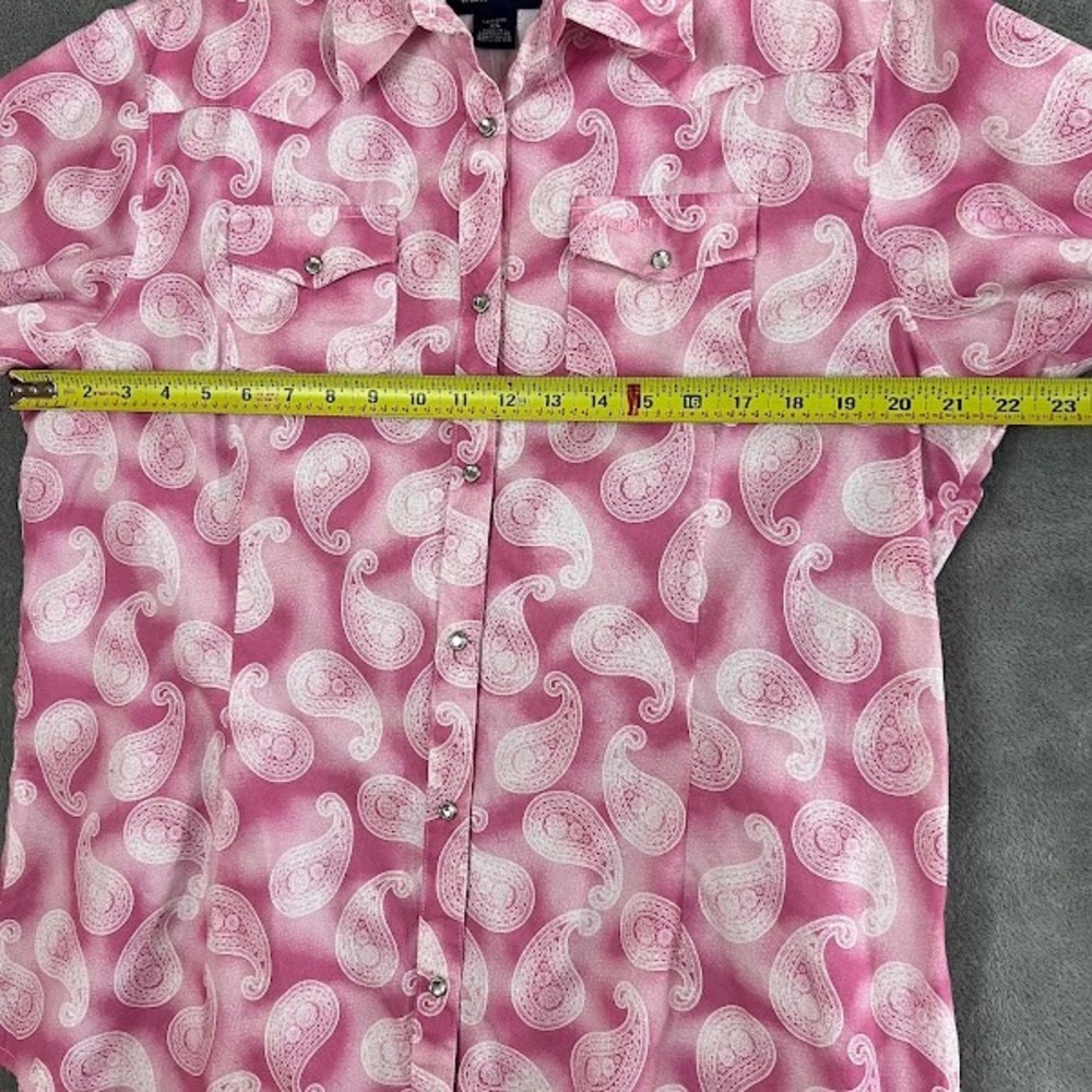 Wrangler Western Pink Paisley Diamond Snap Button Up Shirt Womens XL - Picture 7 of 9